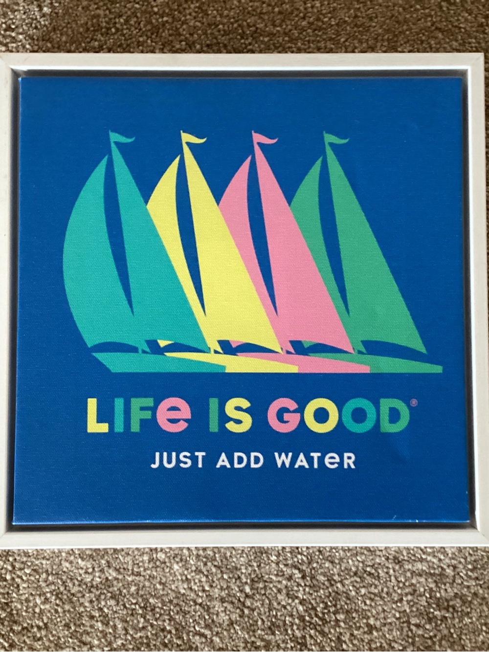 Life is Good "Just Add Water" Canvas Wall Art 9” Square - NEW